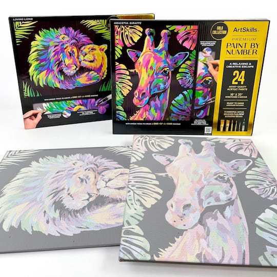 ArtSkills&#xAE; Lions &#x26; Giraffes Premium Paint by Number Set